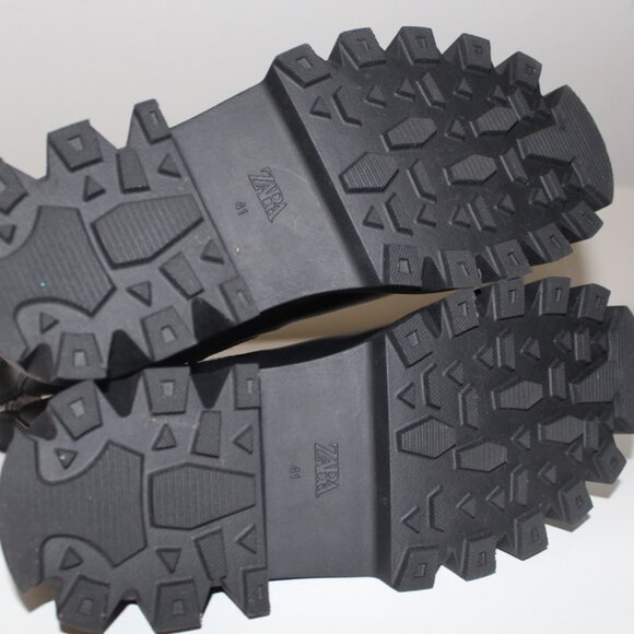 Zara Black Lug Sole Chunky Chelsea Boots Ankle Blogger Favorite EU 41 US 8 Moto - Picture 7 of 7